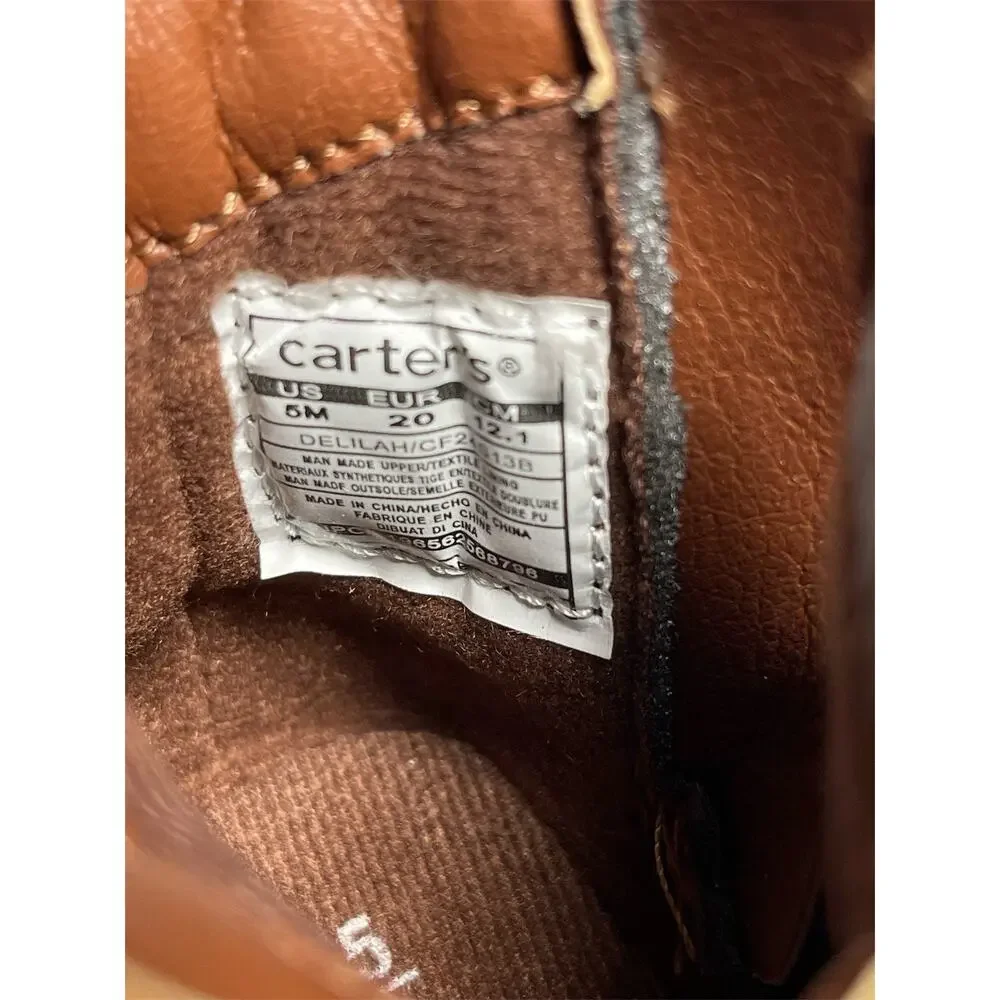 Carter's Girls 5T Toddler Cowgirl Cowboy Boots Delilah Western Brown Zipper NEW!